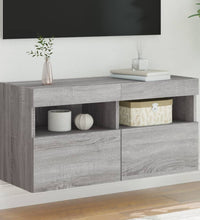 TV-Wandschrank mit LED-Leuchten Grau Sonoma 80x30x40 cm