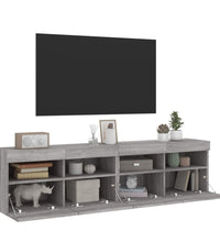 TV-Wandschränke mit LED-Leuchten 2 Stk. Grau Sonoma 80x30x40 cm