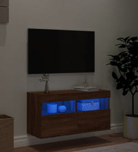 TV-Wandschrank mit LED-Leuchten Braun Eichen-Optik 80x30x40 cm