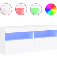 TV-Wandschrank mit LED-Leuchten Weiß 100x30x40 cm