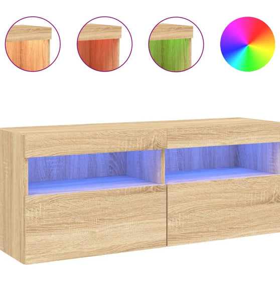 TV-Wandschrank mit LED-Leuchten Sonoma-Eiche 100x30x40 cm