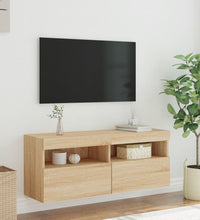 TV-Wandschrank mit LED-Leuchten Sonoma-Eiche 100x30x40 cm