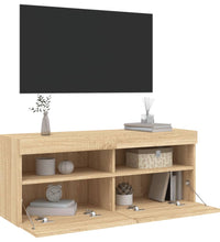 TV-Wandschrank mit LED-Leuchten Sonoma-Eiche 100x30x40 cm