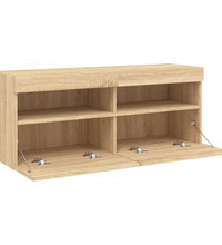 TV-Wandschrank mit LED-Leuchten Sonoma-Eiche 100x30x40 cm