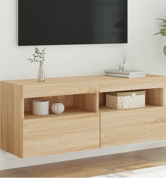 TV-Wandschrank mit LED-Leuchten Sonoma-Eiche 100x30x40 cm