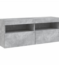 TV-Wandschrank mit LED-Leuchten Betongrau 100x30x40 cm