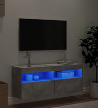 TV-Wandschrank mit LED-Leuchten Betongrau 100x30x40 cm