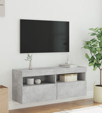 TV-Wandschrank mit LED-Leuchten Betongrau 100x30x40 cm