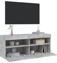 TV-Wandschrank mit LED-Leuchten Betongrau 100x30x40 cm