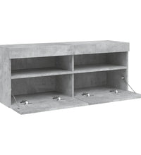 TV-Wandschrank mit LED-Leuchten Betongrau 100x30x40 cm