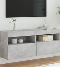 TV-Wandschrank mit LED-Leuchten Betongrau 100x30x40 cm