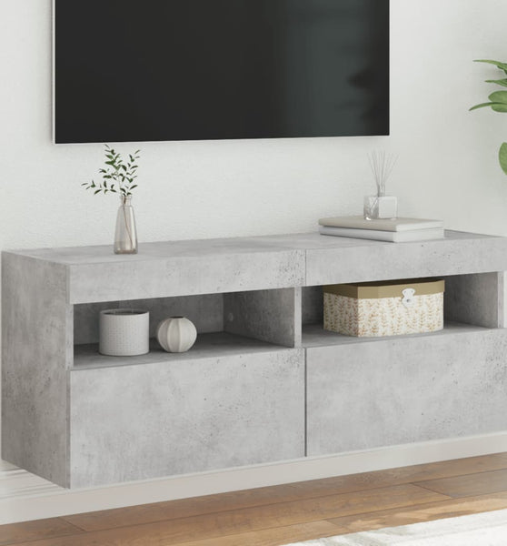 TV-Wandschrank mit LED-Leuchten Betongrau 100x30x40 cm