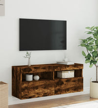 TV-Wandschrank mit LED-Leuchten Räuchereiche 100x30x40 cm