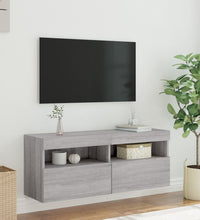 TV-Wandschrank mit LED-Leuchten Grau Sonoma 100x30x40 cm