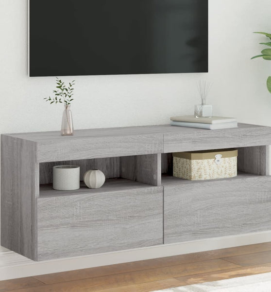 TV-Wandschrank mit LED-Leuchten Grau Sonoma 100x30x40 cm