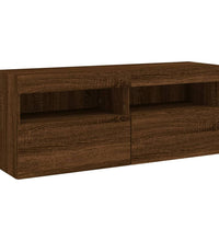 TV-Wandschrank mit LED-Leuchten Braun Eichen-Optik 100x30x40 cm