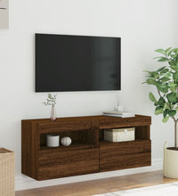TV-Wandschrank mit LED-Leuchten Braun Eichen-Optik 100x30x40 cm