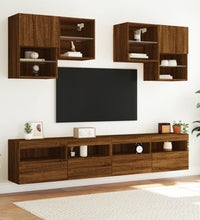 TV-Wandschrank mit LED-Leuchten Braun Eichen-Optik 100x30x40 cm