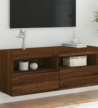 TV-Wandschrank mit LED-Leuchten Braun Eichen-Optik 100x30x40 cm