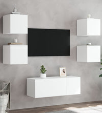 TV-Wandschrank mit LED-Leuchten Weiß 30,5x35x30 cm