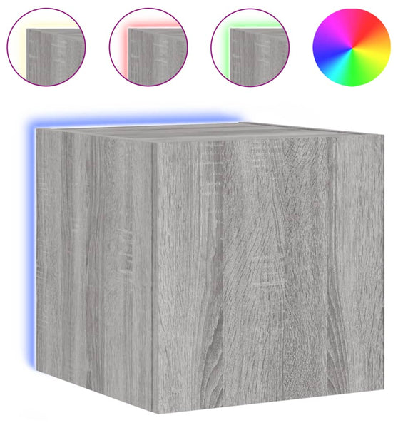 TV-Wandschrank mit LED-Leuchten Grau Sonoma 30,5x35x30 cm