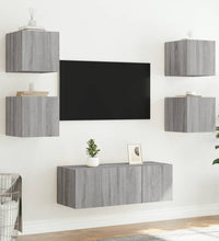 TV-Wandschrank mit LED-Leuchten Grau Sonoma 30,5x35x30 cm