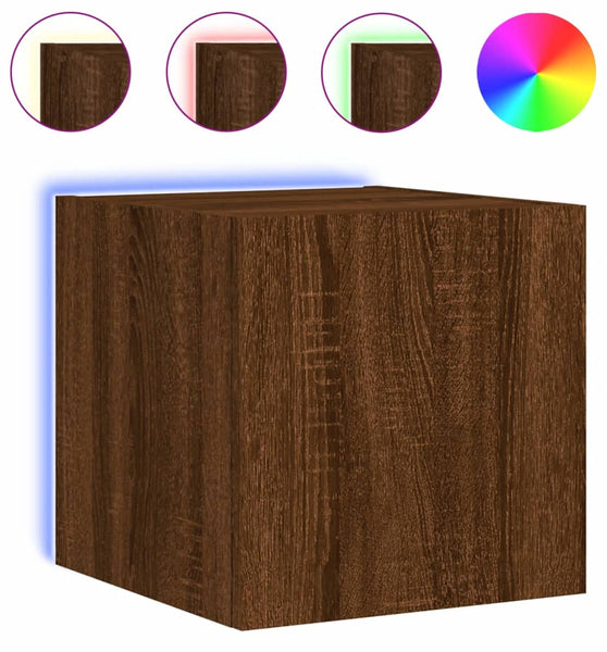 TV-Wandschrank mit LED-Leuchten Braun Eichen-Optik 30,5x35x30cm