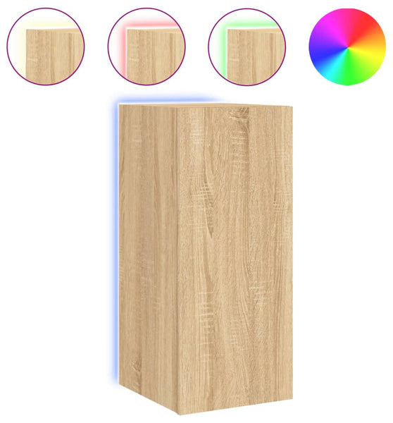 TV-Wandschrank mit LED-Leuchten Sonoma-Eiche 30,5x35x70 cm