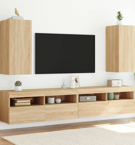 TV-Wandschränke mit LED-Leuchten 2 Stk. Sonoma-Eiche