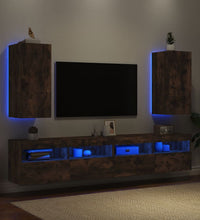 TV-Wandschränke mit LED-Leuchten 2 Stk. Räuchereiche