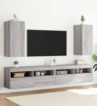 TV-Wandschrank mit LED-Leuchten Grau Sonoma 30,5x35x70 cm