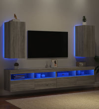TV-Wandschränke mit LED-Leuchten 2Stk. Grau Sonoma 30,5x35x70cm