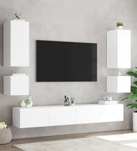 TV-Wandschränke mit LED-Leuchten 2 Stk. Weiß 40,5x35x40 cm