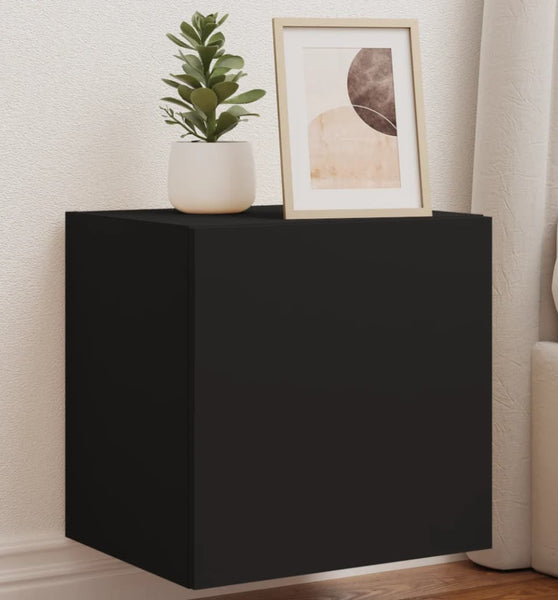 TV-Wandschrank mit LED-Leuchten Schwarz 40,5x35x40 cm