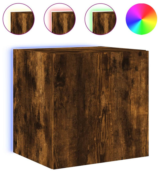 TV-Wandschrank mit LED-Leuchten Räuchereiche 40,5x35x40 cm