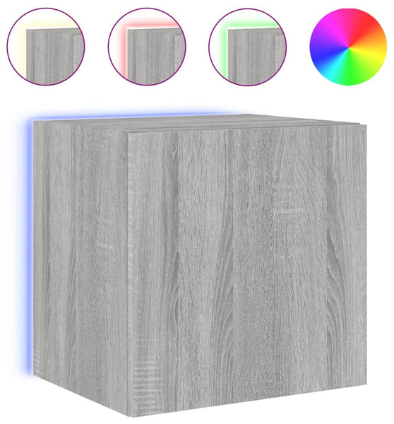 TV-Wandschrank mit LED-Leuchten Grau Sonoma 40,5x35x40 cm