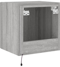 TV-Wandschrank mit LED-Leuchten Grau Sonoma 40,5x35x40 cm