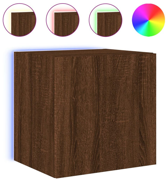 TV-Wandschrank mit LED-Leuchten Braun Eichen-Optik 40,5x35x40cm