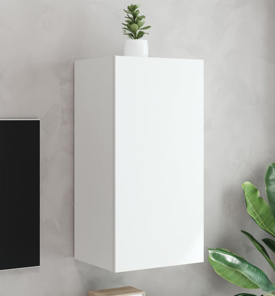 TV-Wandschrank mit LED-Leuchten Weiß 40,5x35x80 cm