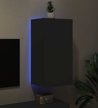 TV-Wandschrank mit LED-Leuchten Schwarz 40,5x35x80 cm