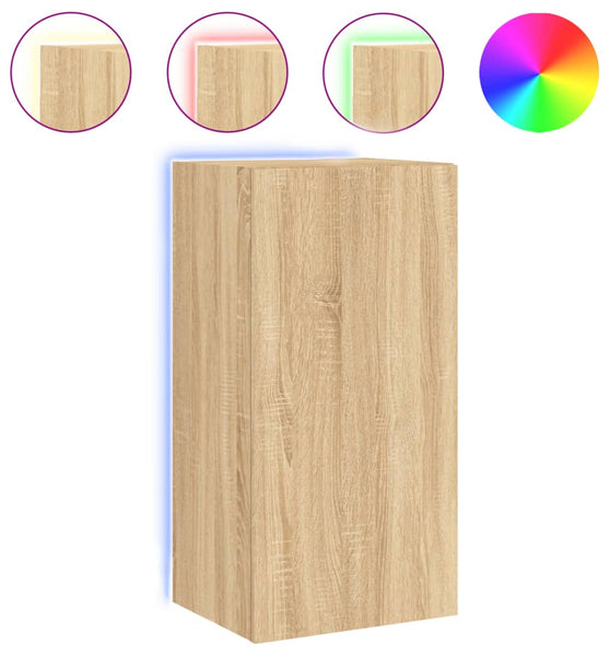 TV-Wandschrank mit LED-Leuchten Sonoma-Eiche 40,5x35x80 cm