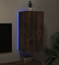 TV-Wandschrank mit LED-Leuchten Räuchereiche 40,5x35x80 cm