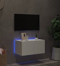 TV-Wandschrank mit LED-Leuchten Weiß 60x35x31 cm
