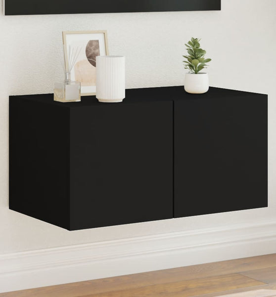 TV-Wandschrank mit LED-Leuchten Schwarz 60x35x31 cm