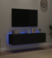 TV-Wandschränke mit LED-Leuchten 2 Stk. Schwarz 60x35x31 cm