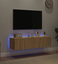 TV-Wandschränke mit LED-Leuchten 2 Stk. Sonoma-Eiche 60x35x31cm