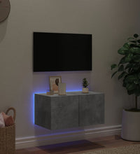 TV-Wandschrank mit LED-Leuchten Betongrau 60x35x31 cm