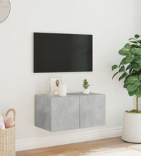 TV-Wandschrank mit LED-Leuchten Betongrau 60x35x31 cm