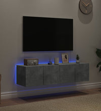 TV-Wandschränke mit LED-Leuchten 2 Stk. Betongrau 60x35x31 cm