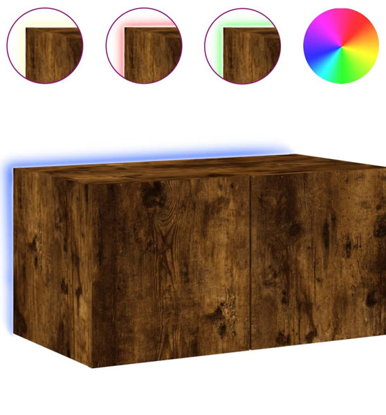 TV-Wandschrank mit LED-Leuchten Räuchereiche 60x35x31 cm